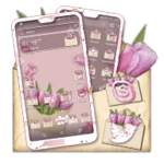 pink flower gift theme launcher android application logo